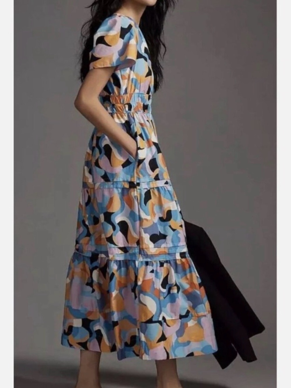 ANTHROPOLOGIE The Somerset Maxi Dress Blue Orange Abstract Size XS - Picture 2 of 8